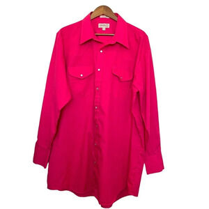 Sheplers Western Pearl Snap Shirt Men 18.5-36 Pink Long Sleeve Tall Cowboy Rodeo